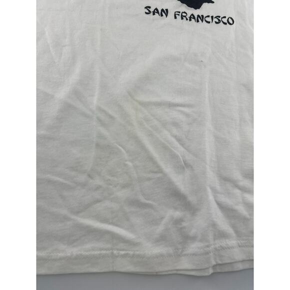 Vintage Hanes Heavyweight Chinatown San Francisco Tshirt Mens Medium White Black - Picture 6 of 7